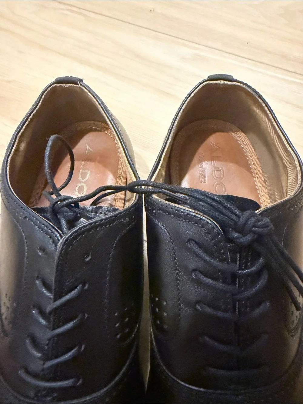 Aldo Men's Black Leather Cap-Toe Oxford Dress Shoes